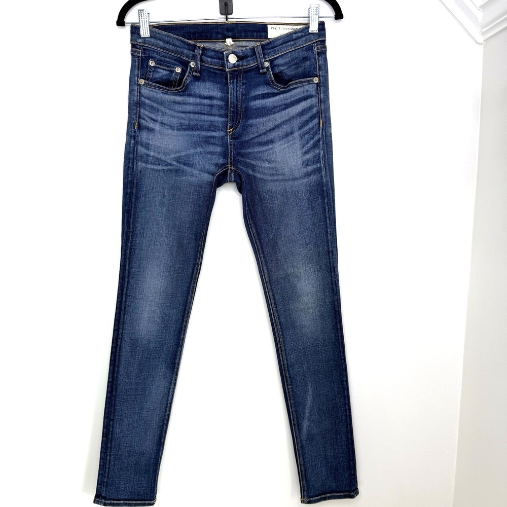Rag & Bone Jan Skinny Jeans Women's 28 Blue Chester Mid Rise Stretch Made USA‎